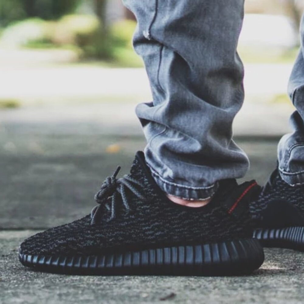 Adidas Yeezy 2015 Pirate Black Men's Black Knit Sneakers Size 7.5 Womens 9